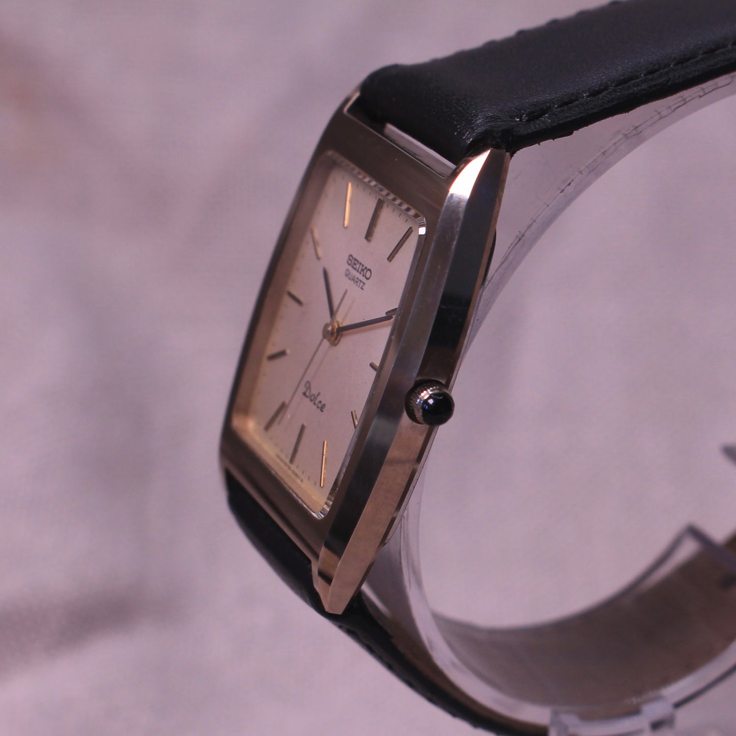 Vintage Seiko Dolce Tank Dress Watch Champagne Dial NSAG - 6030-5320 - 1982