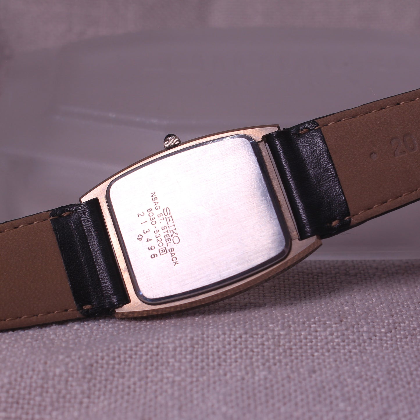 Vintage Seiko Dolce Tank Dress Watch Champagne Dial NSAG - 6030-5320 - 1982