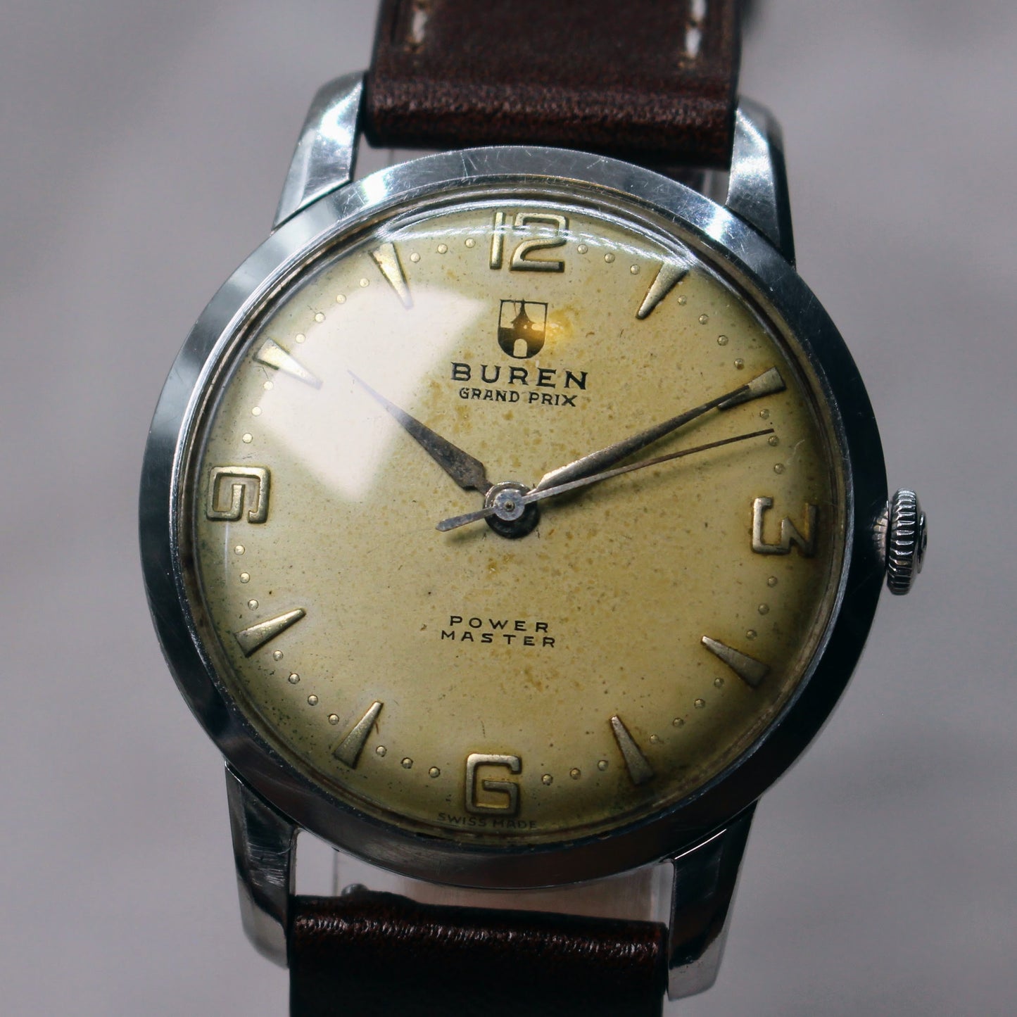 Vintage Buren Grand Prix Power Master - Manual Wind Watch Late 1960s - Patina