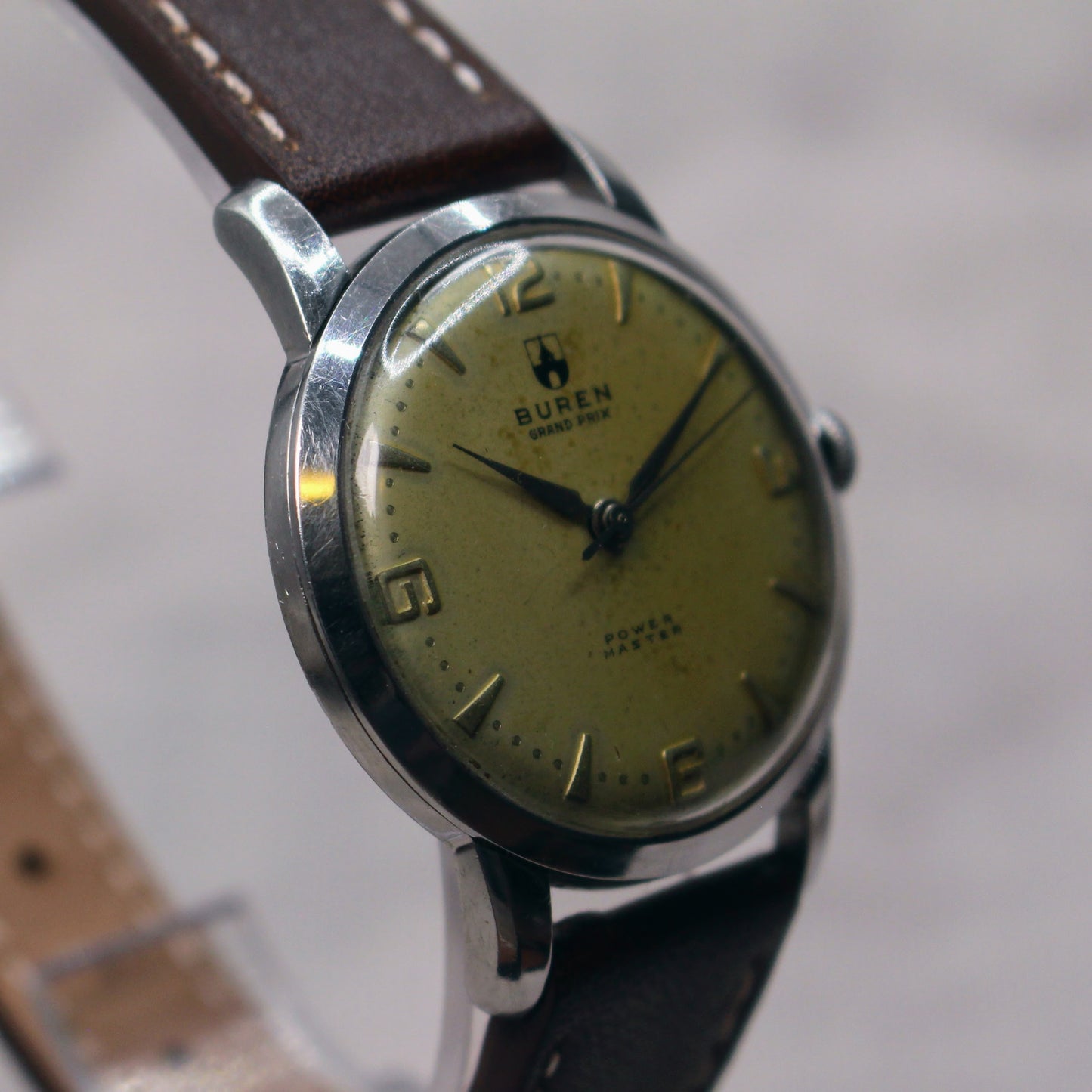 Vintage Buren Grand Prix Power Master - Manual Wind Watch Late 1960s - Patina