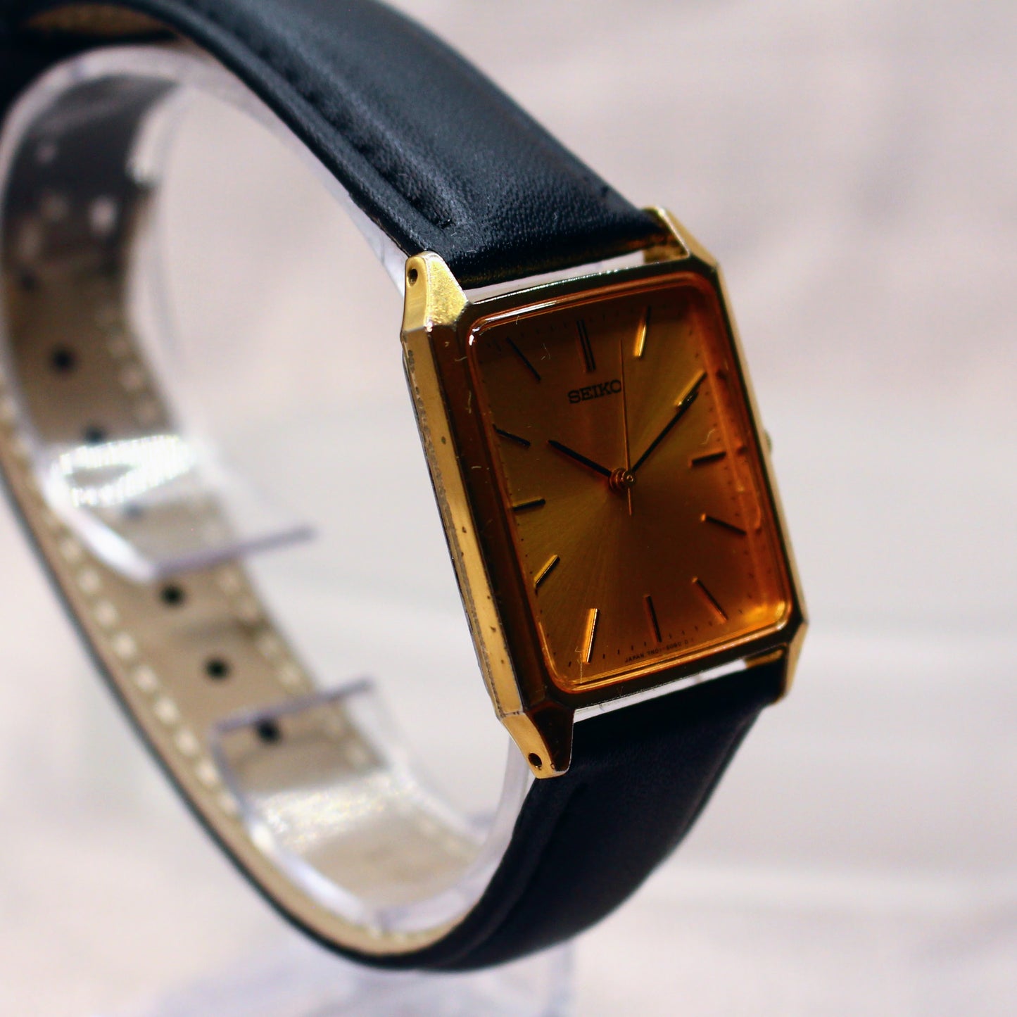 Retro Seiko Spirit JDM Tank Mens Gold Rectangular Dress Watch - 7N01-5060 - 2001