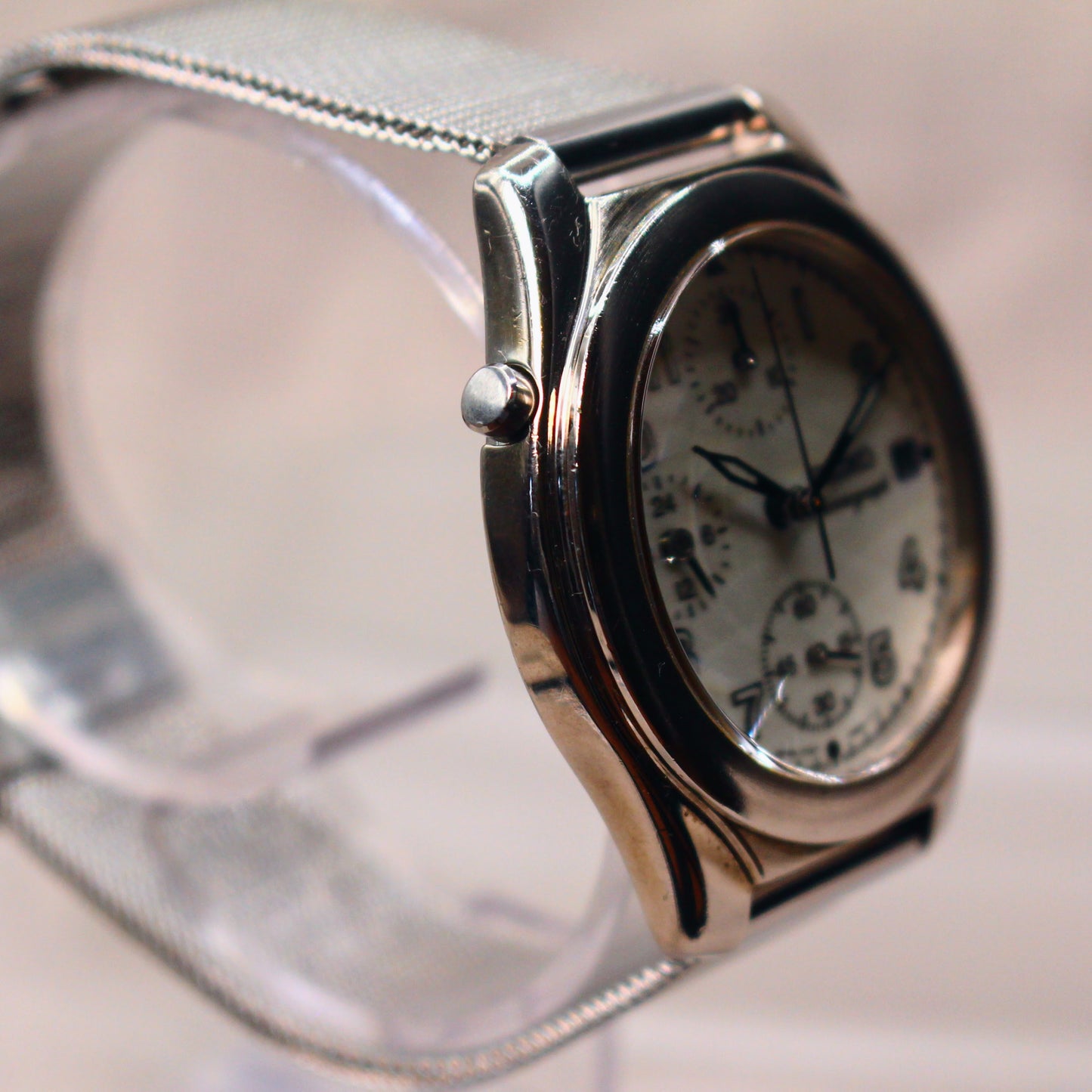 Rare JDM Seiko Chronograph White Full Lume Dial Mens Watch - 7T27-6A60 - 2004