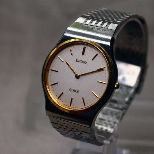 Vintage Seiko Dolce Mens Two Tone Dress Watch - 8N40-6090 - 1992