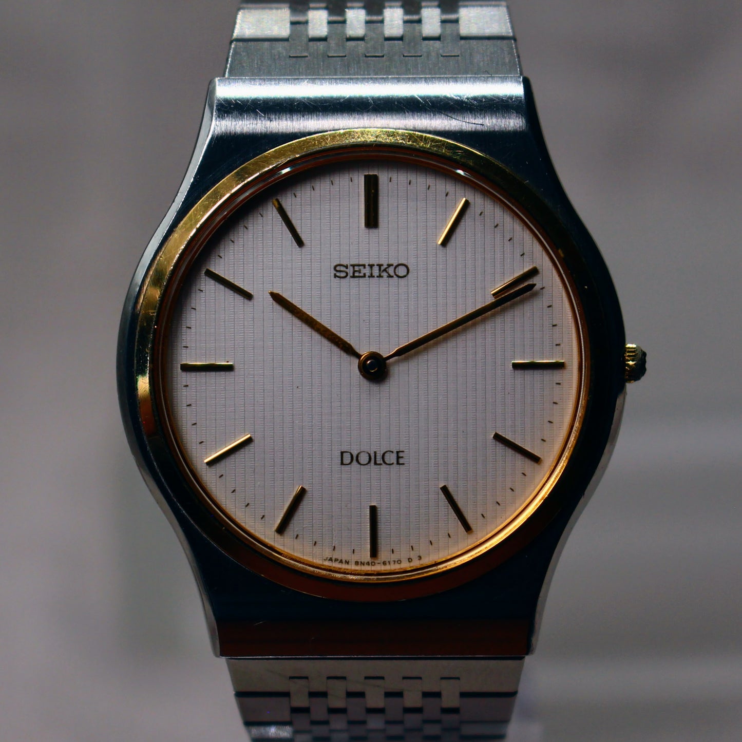 Vintage Seiko Dolce Mens Two Tone Dress Watch - 8N40-6090 - 1992