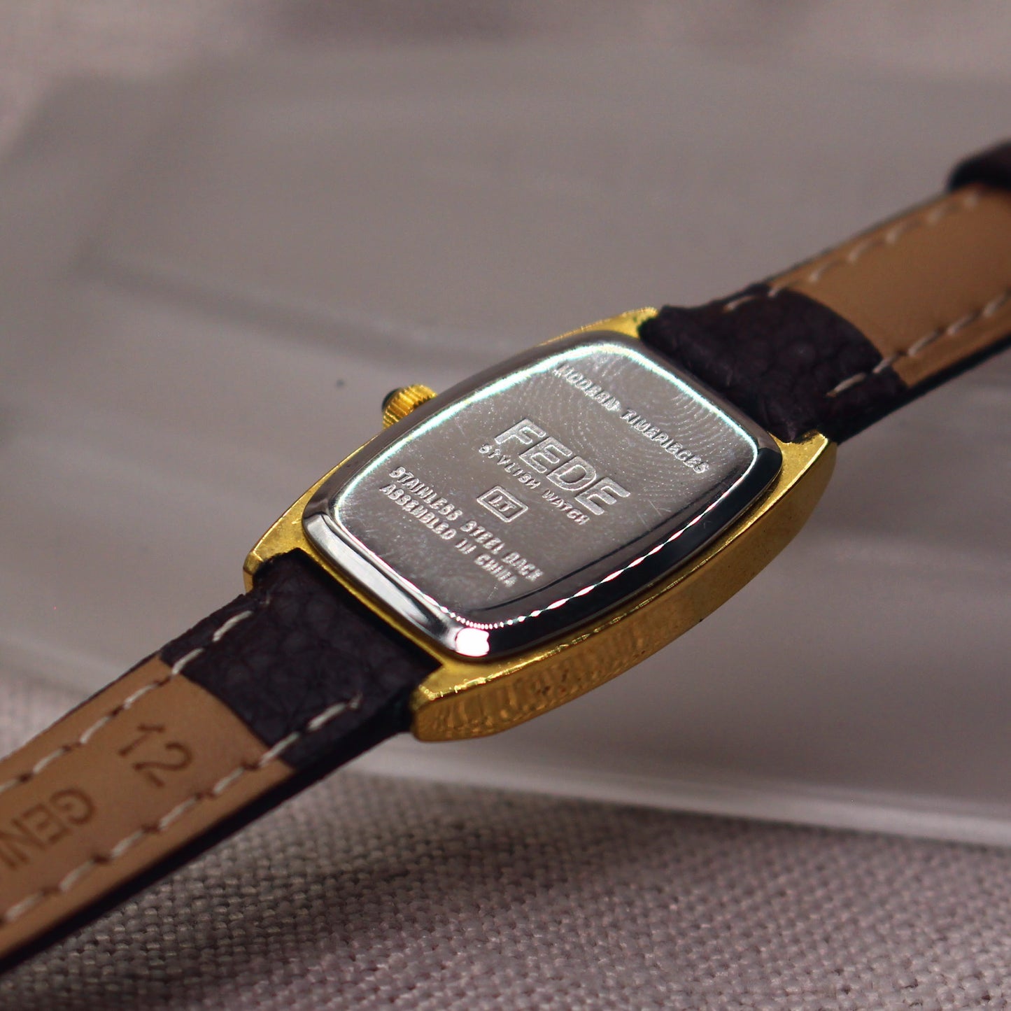 Vintage FEDE Tank Womens Dress Watch - Gold Tone - 1990s