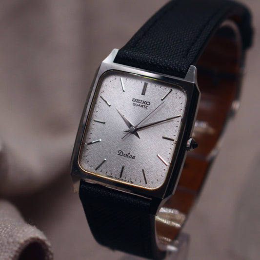 Vintage Seiko Dolce Linen Dial Tank Dress Watch -  7731-5110 - 1986
