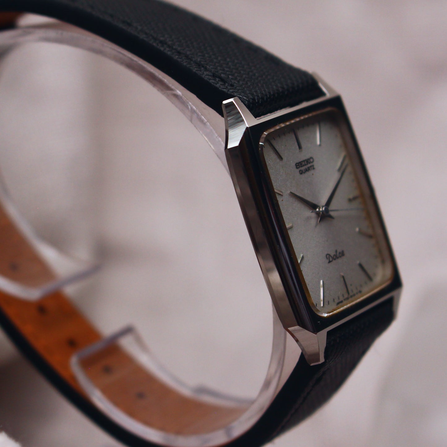 Vintage Seiko Dolce Linen Dial Tank Dress Watch -  7731-5110 - 1986