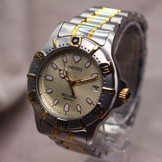 Seiko Scuba 200m Two-Tone Diver Watch Textured Dial - 7N35-6010 - 2003