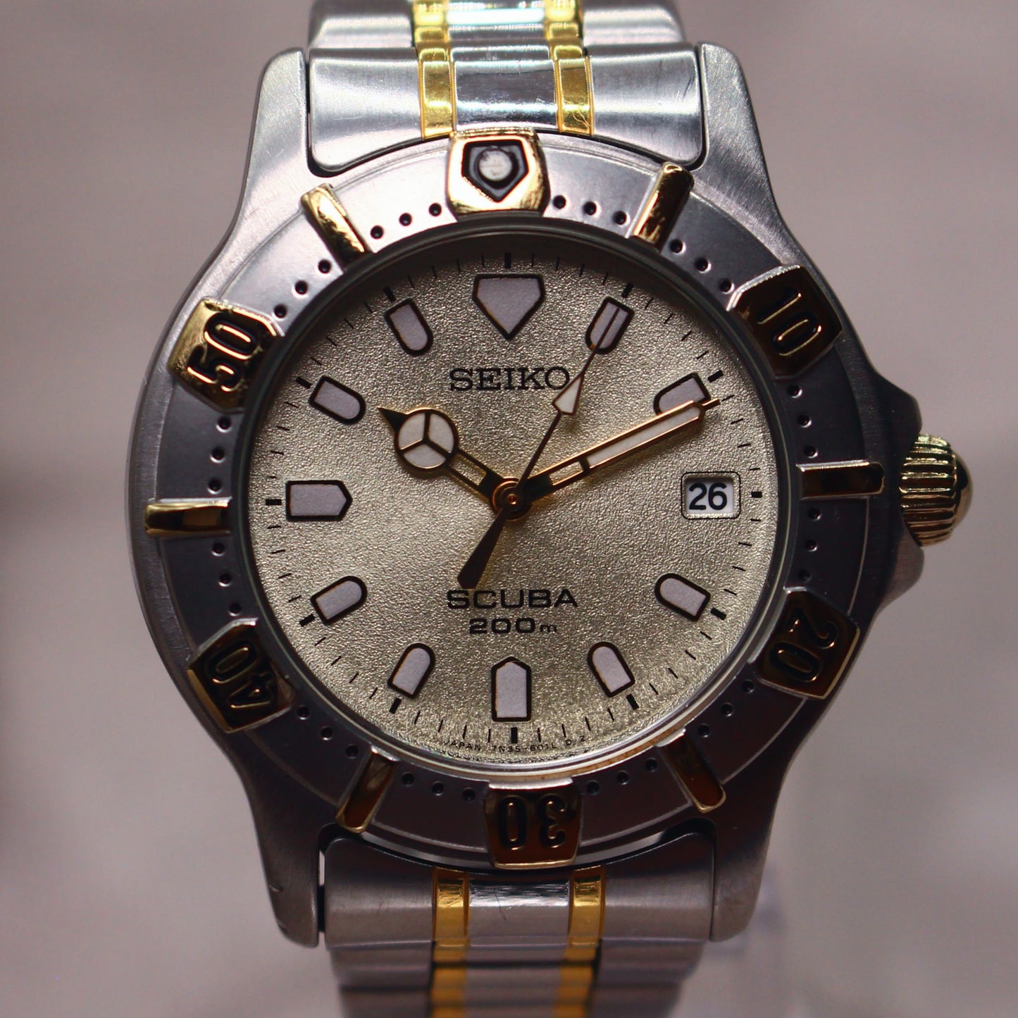Seiko Scuba 200m Two-Tone Diver Watch Textured Dial - 7N35-6010 - 2003