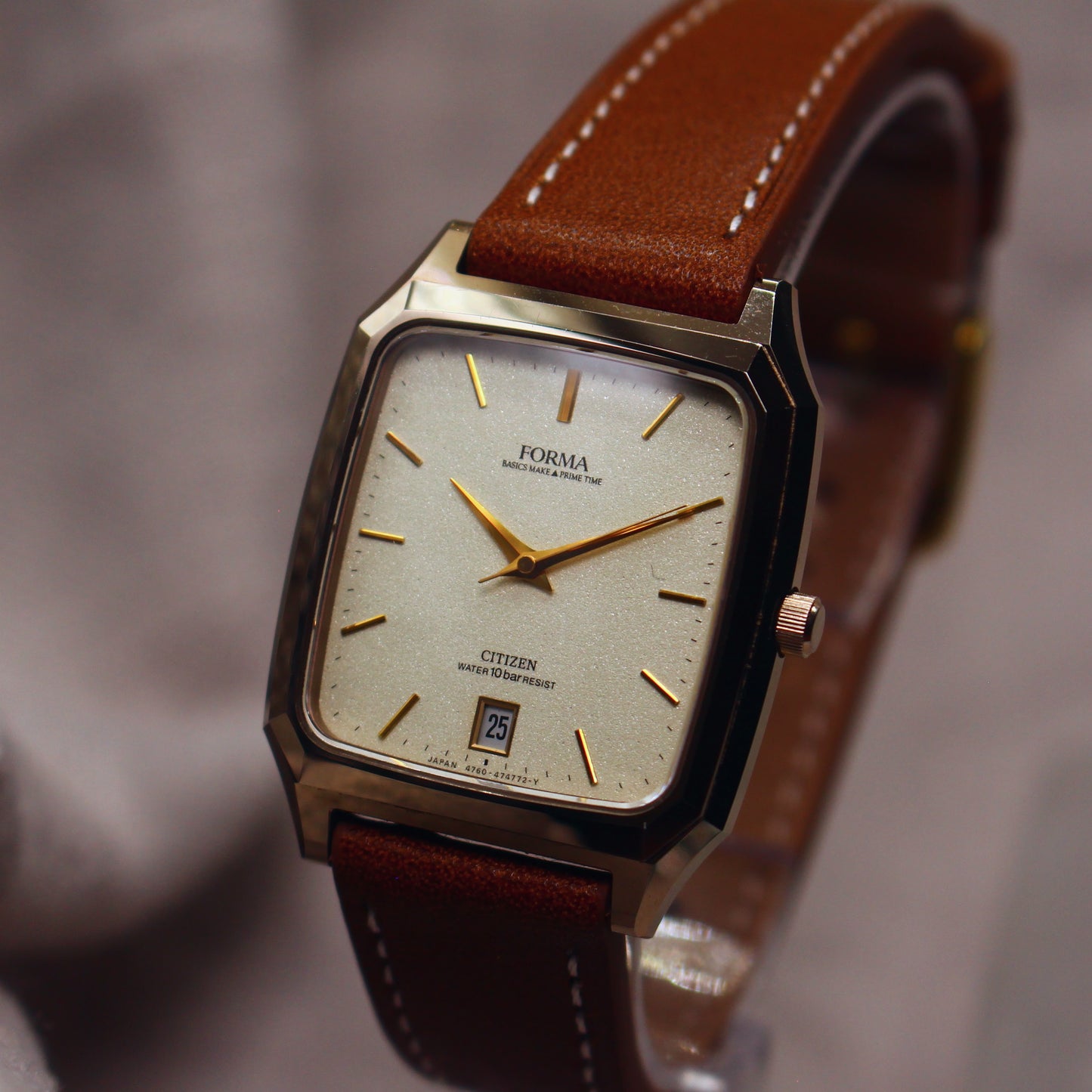 Vintage Citizen Forma Tank Dress Watch - Champagne Dial - 1980s