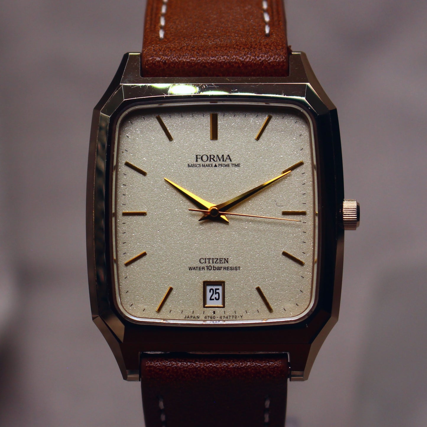 Vintage Citizen Forma Tank Dress Watch - Champagne Dial - 1980s