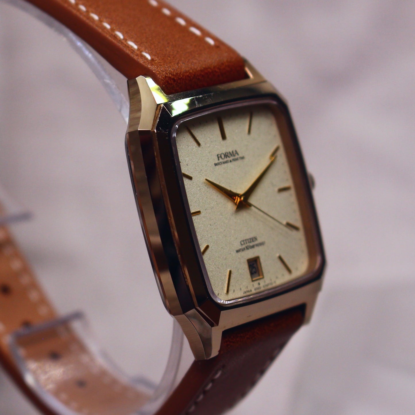 Vintage Citizen Forma Tank Dress Watch - Champagne Dial - 1980s