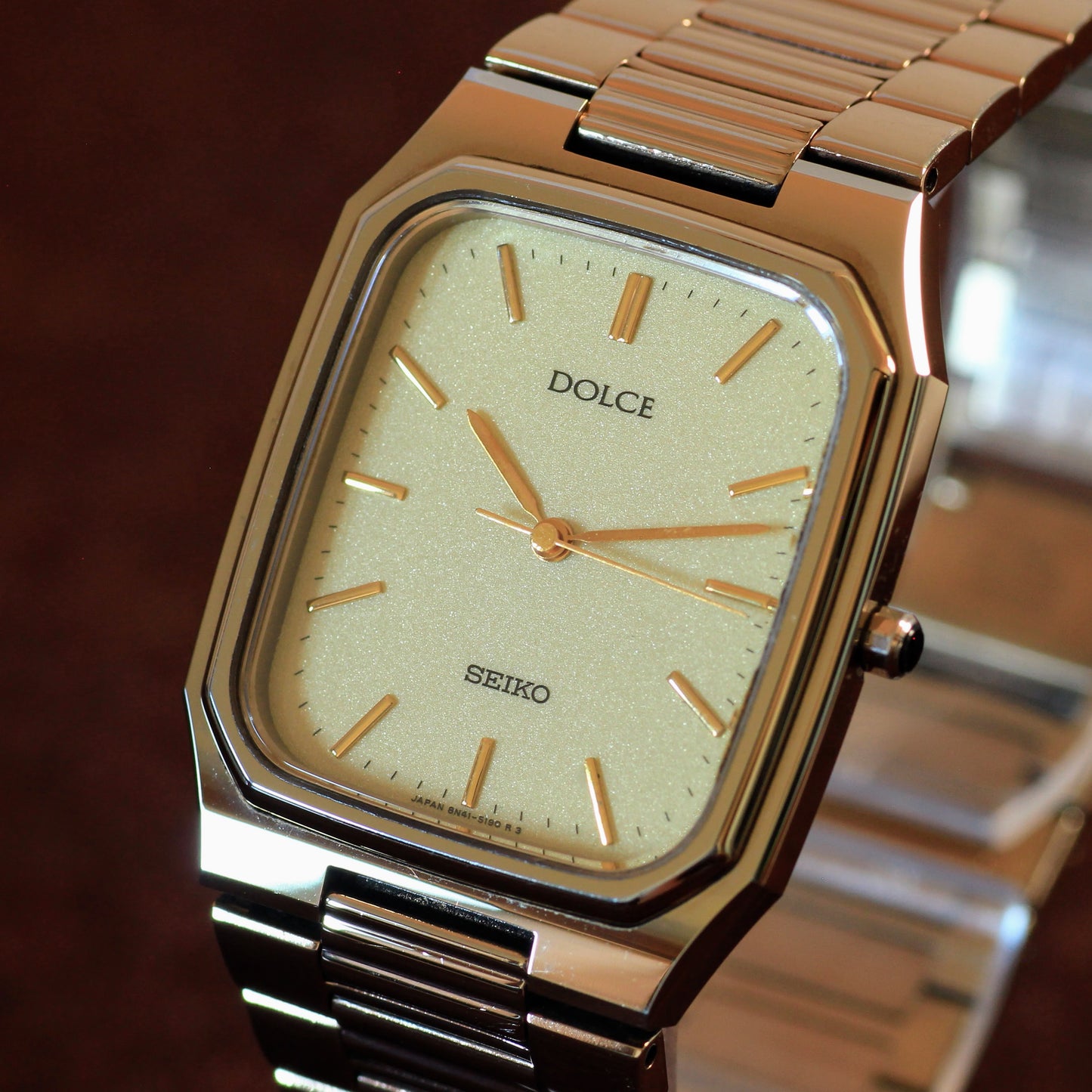 Vintage Seiko Dolce Tank Tungsten Carbide Dress Watch - 8N41-5190 - 1991