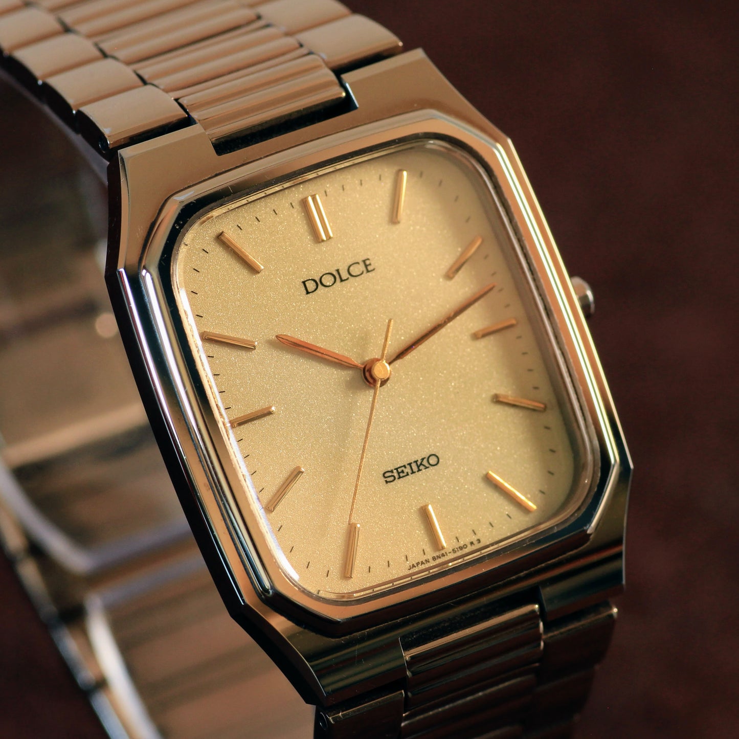 Vintage Seiko Dolce Tank Tungsten Carbide Dress Watch - 8N41-5190 - 1991