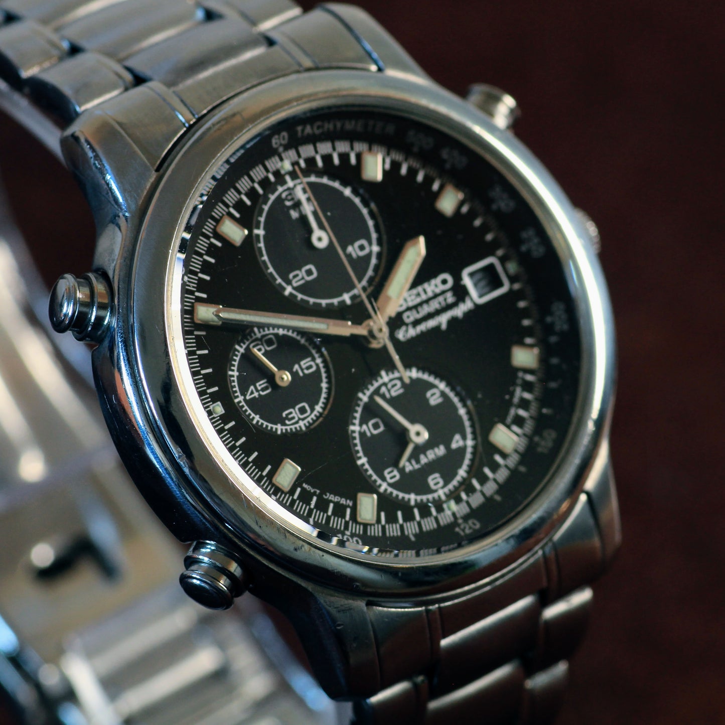 Neo-vintage Seiko Sports Chronograph Alarm Mens Watch - 7T32-7B80 - 1995