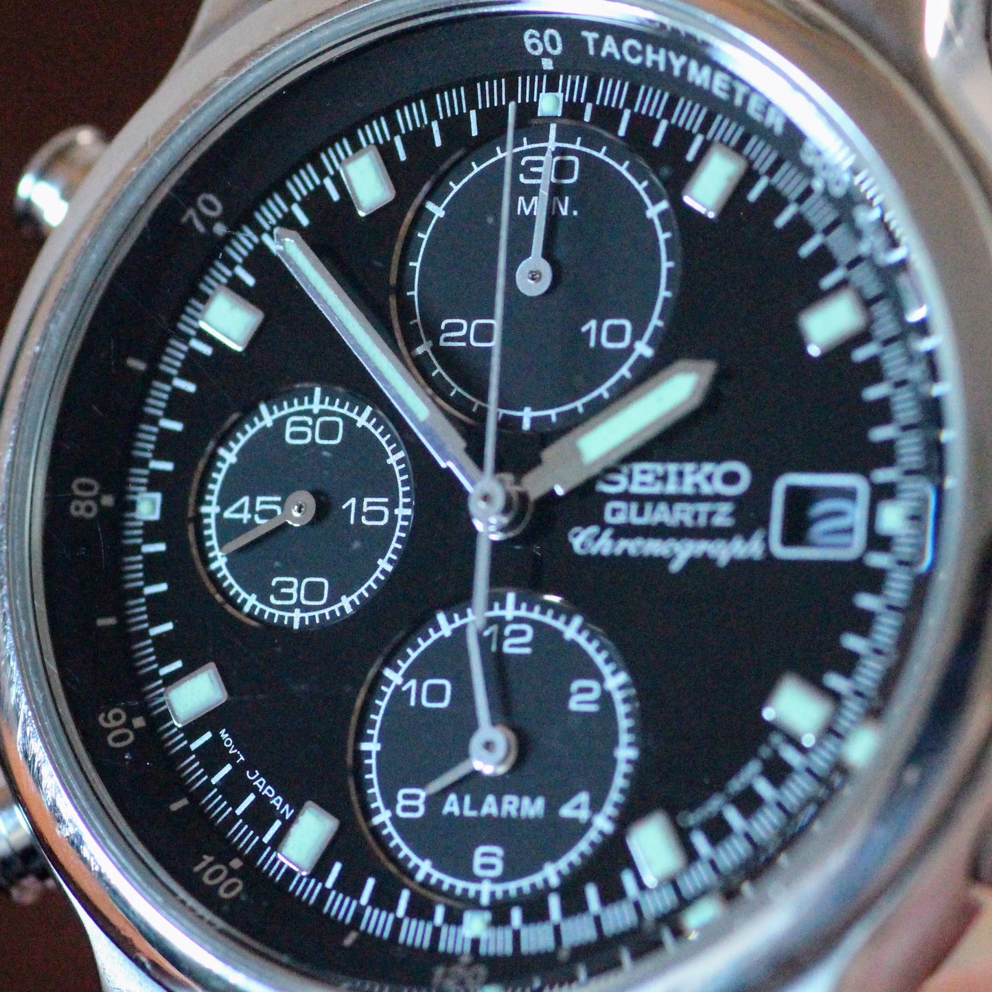 Neo-vintage Seiko Sports Chronograph Alarm Mens Watch - 7T32-7B80 - 1995