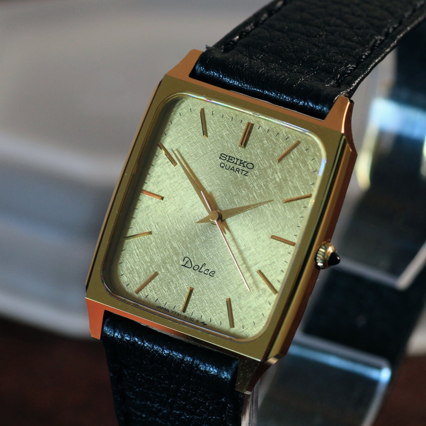 Vintage Seiko Dolce Hardened-Case Mens Tank Dress Watch - 7731-5110 - 1985