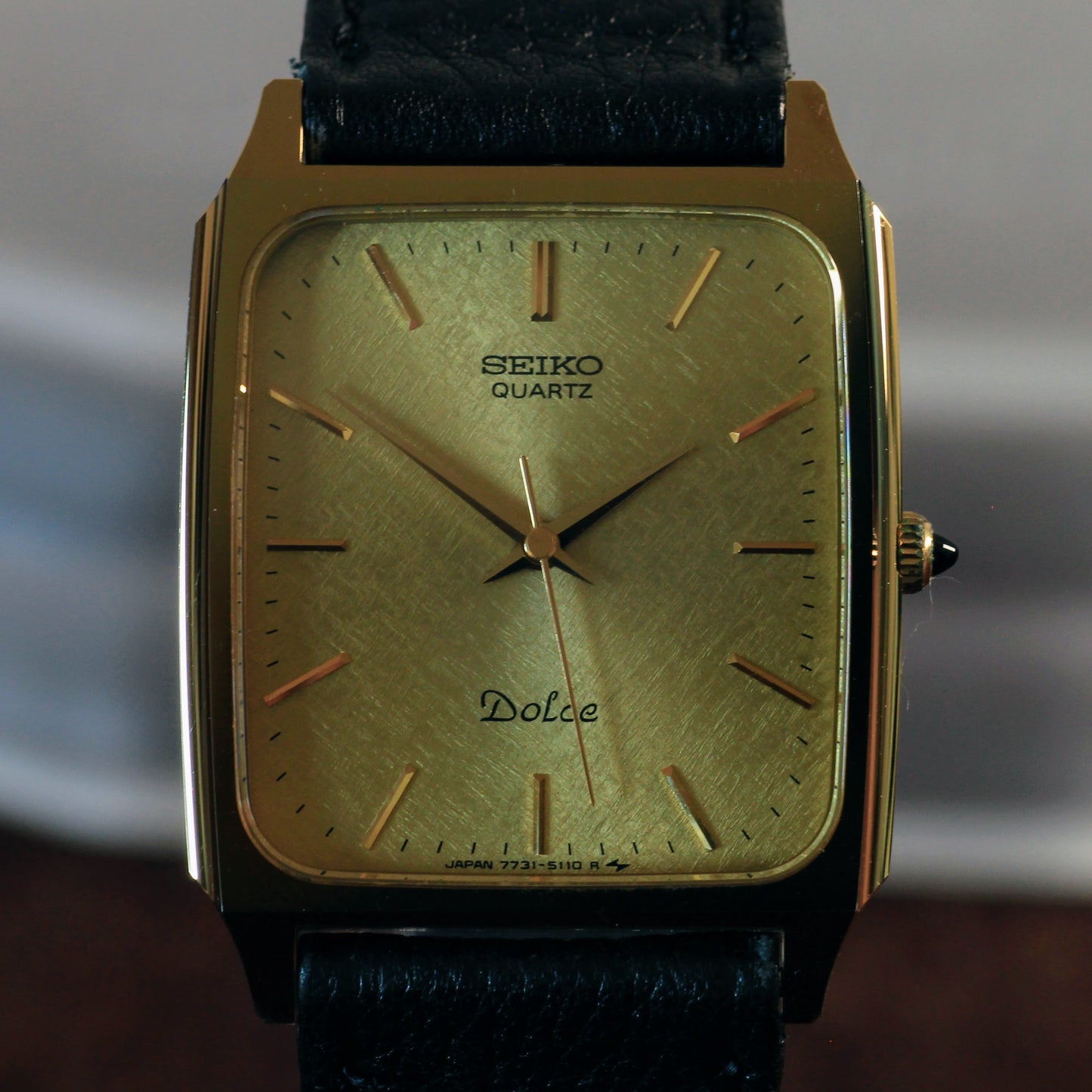 Vintage Seiko Dolce Hardened-Case Mens Tank Dress Watch - 7731-5110 - 1985