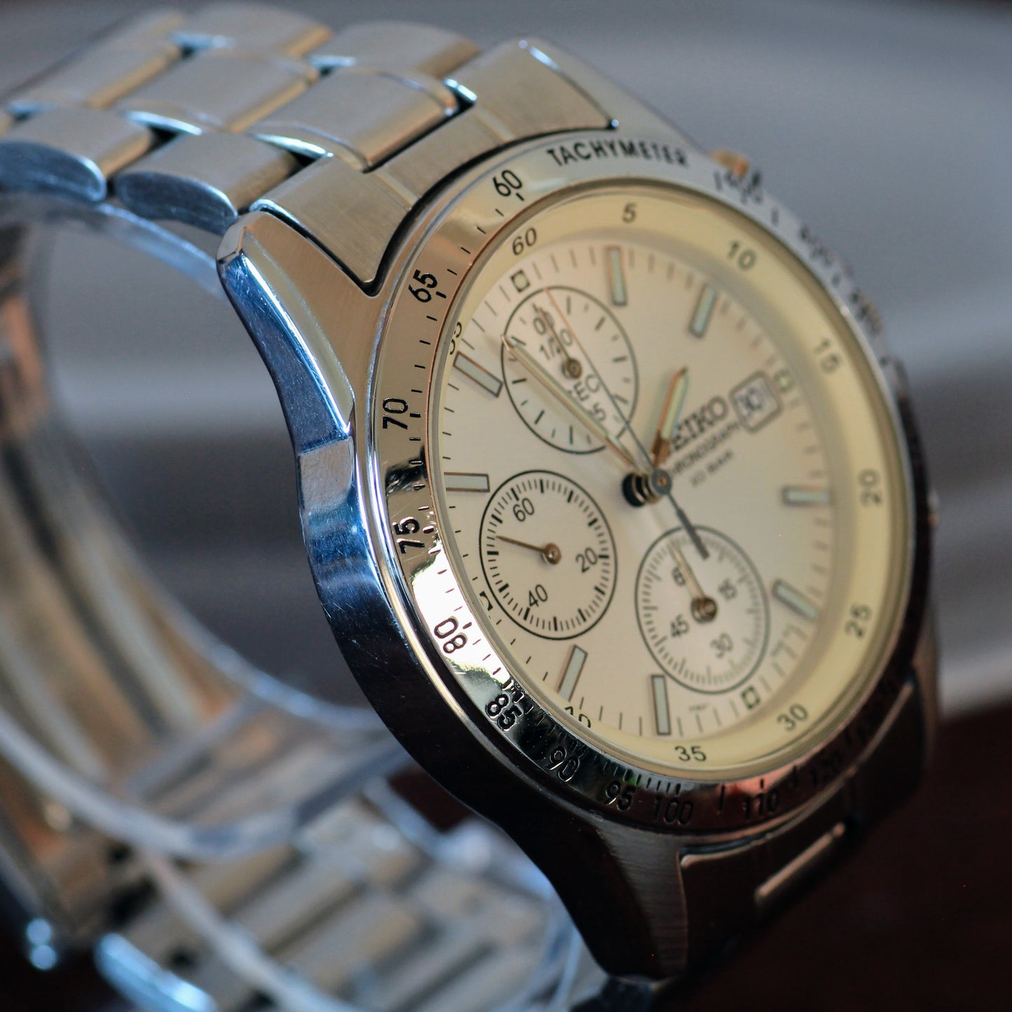 Neo-vintage Seiko Chronograph Mens Watch, White Dial - 7T92-0DW0, 2006