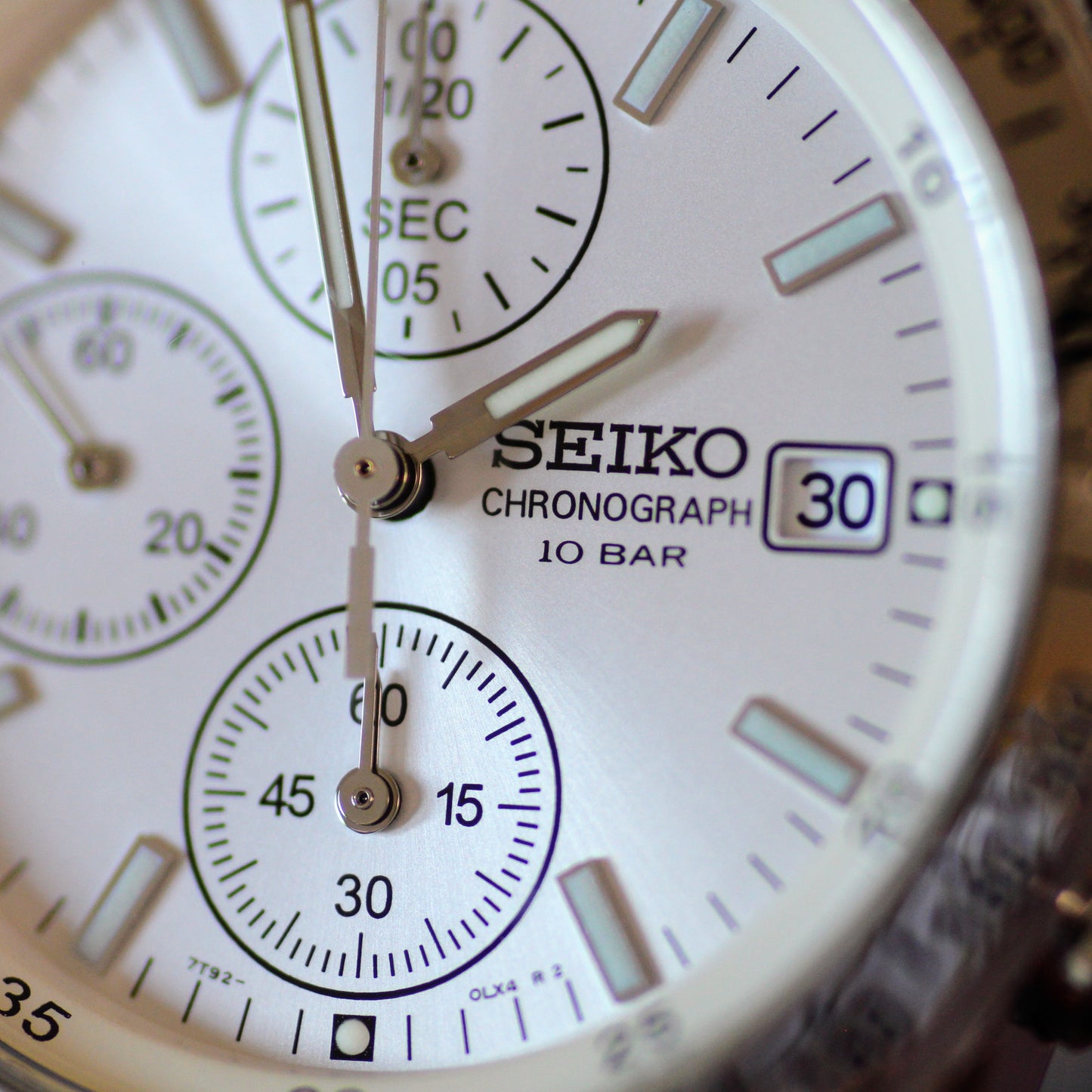Neo-vintage Seiko Chronograph Mens Watch, White Dial - 7T92-0DW0, 2006