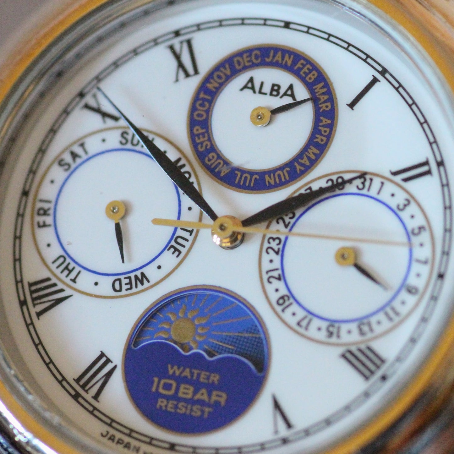 Neo-vintage Alba Two-Tone Mens Dress Watch, Day/Night Dial - V33F-6A9O