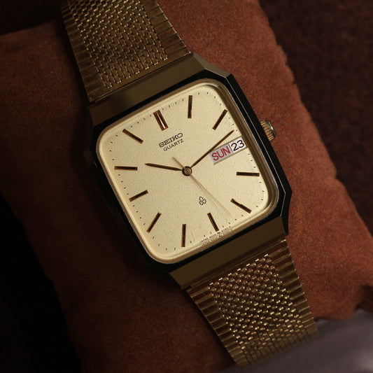 Vintage Seiko Seagull Square Mens Dress Watch - 5933-5080 - 1981