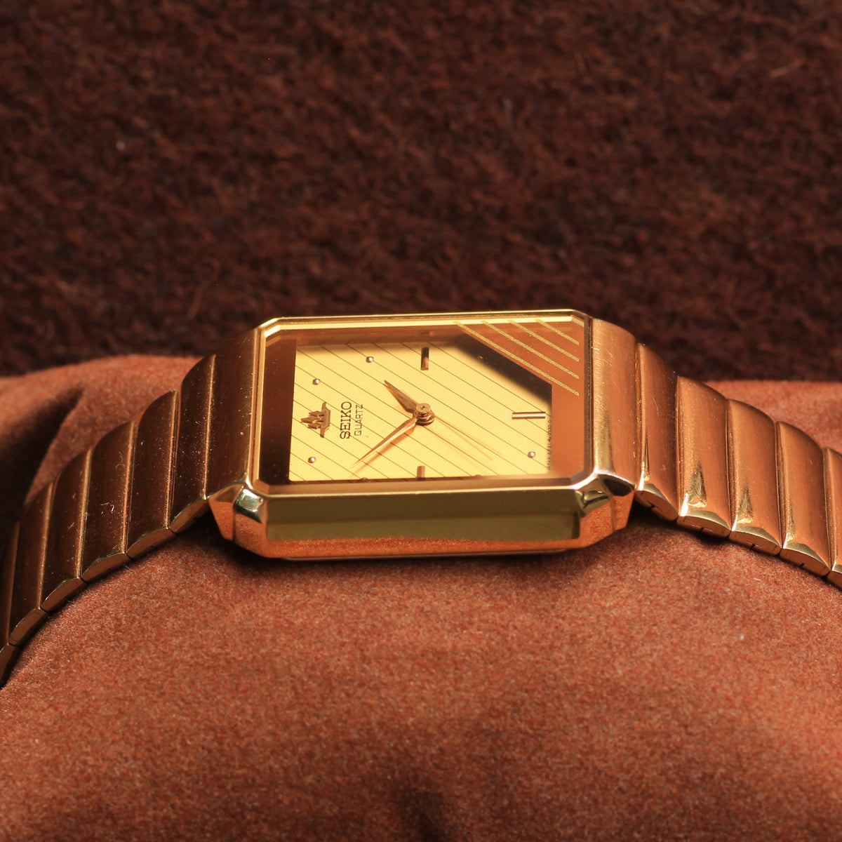 Vintage Seiko Quartz Gold Tank Mens Dress Watch - 8Y21-512A - 1989