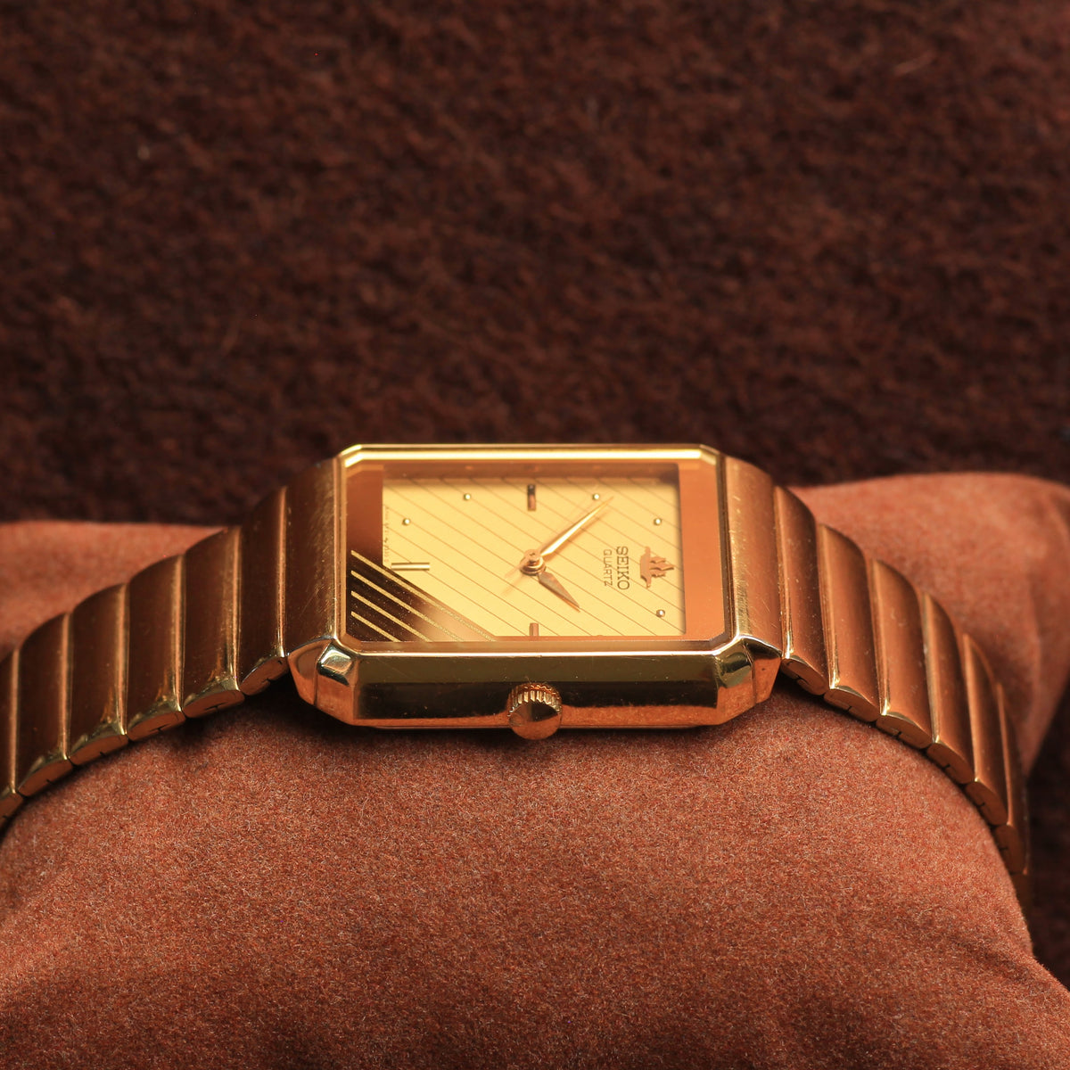 Vintage Seiko Quartz Gold Tank Mens Dress Watch - 8Y21-512A - 1989