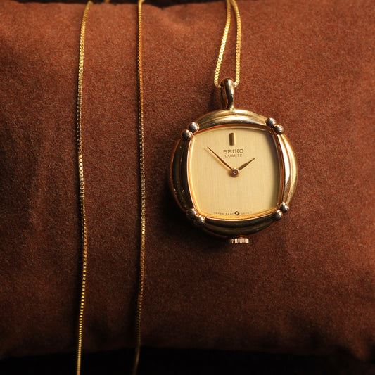 Vintage Seiko Quartz Pendant Watch Necklace - 1983