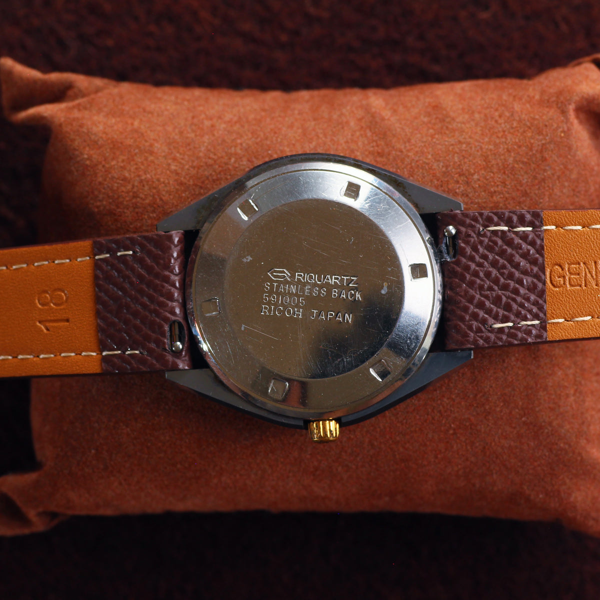 Vintage Ricoh Riquartz Tiger's Eye Mens Dress Watch - Cushion Case - 1978