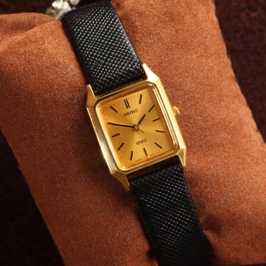 Vintage Seiko Spirit Gold Tank Womens Watch - 4N21-5190 - 1995