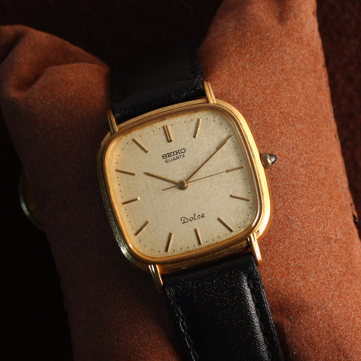Seiko Dolce gold cushion dress watch 6030-5420, view 1