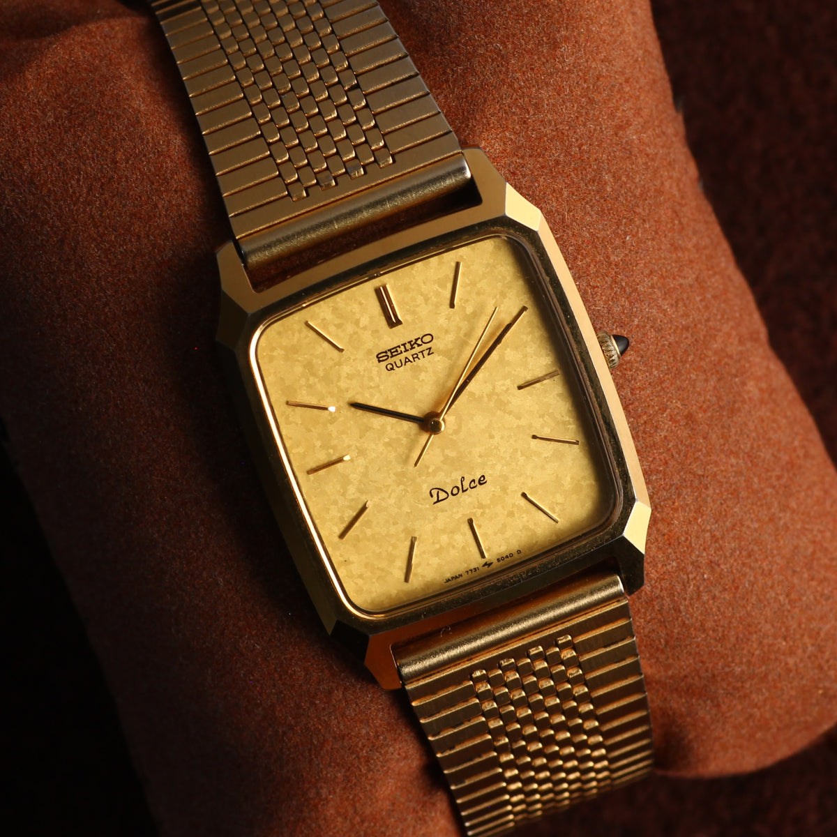 Seiko Dolce NSCG gold mesh dress watch 7731-5040, view 1