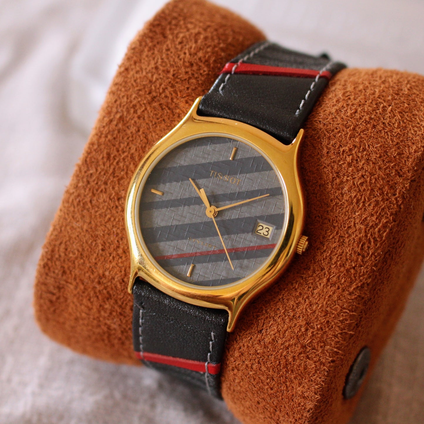Tissot Stylist Ladies Watch 90s F355 Striped Dial Quartz Exc Cond Box