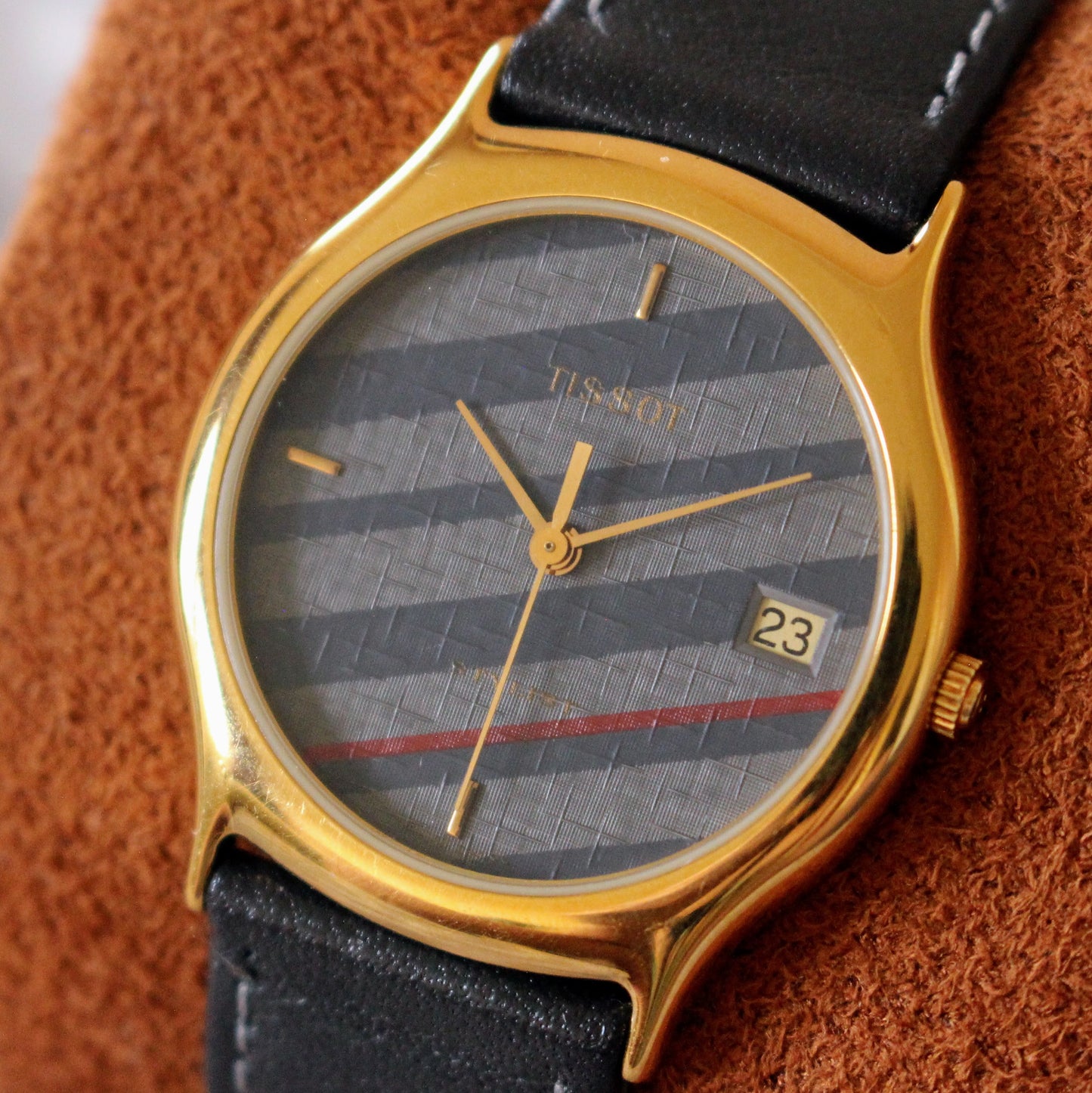 Tissot Stylist Ladies Watch 90s F355 Striped Dial Quartz Exc Cond Box