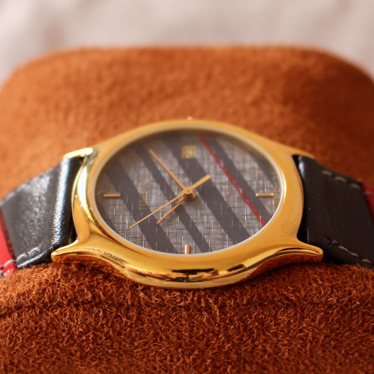 Tissot Stylist Ladies Watch 90s F355 Striped Dial Quartz Exc Cond Box