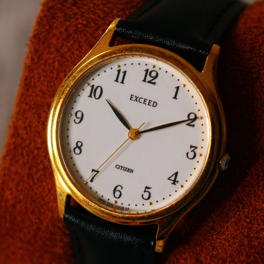Citizen Exceed Dress Watch 1987 Quartz Gold Tone Great Cond