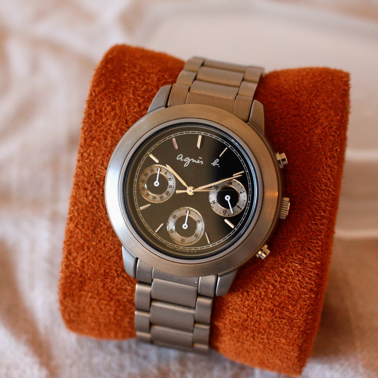 Mint NOS Agnes B Seiko Titanium Chrono Watch V654 Full Set JDM