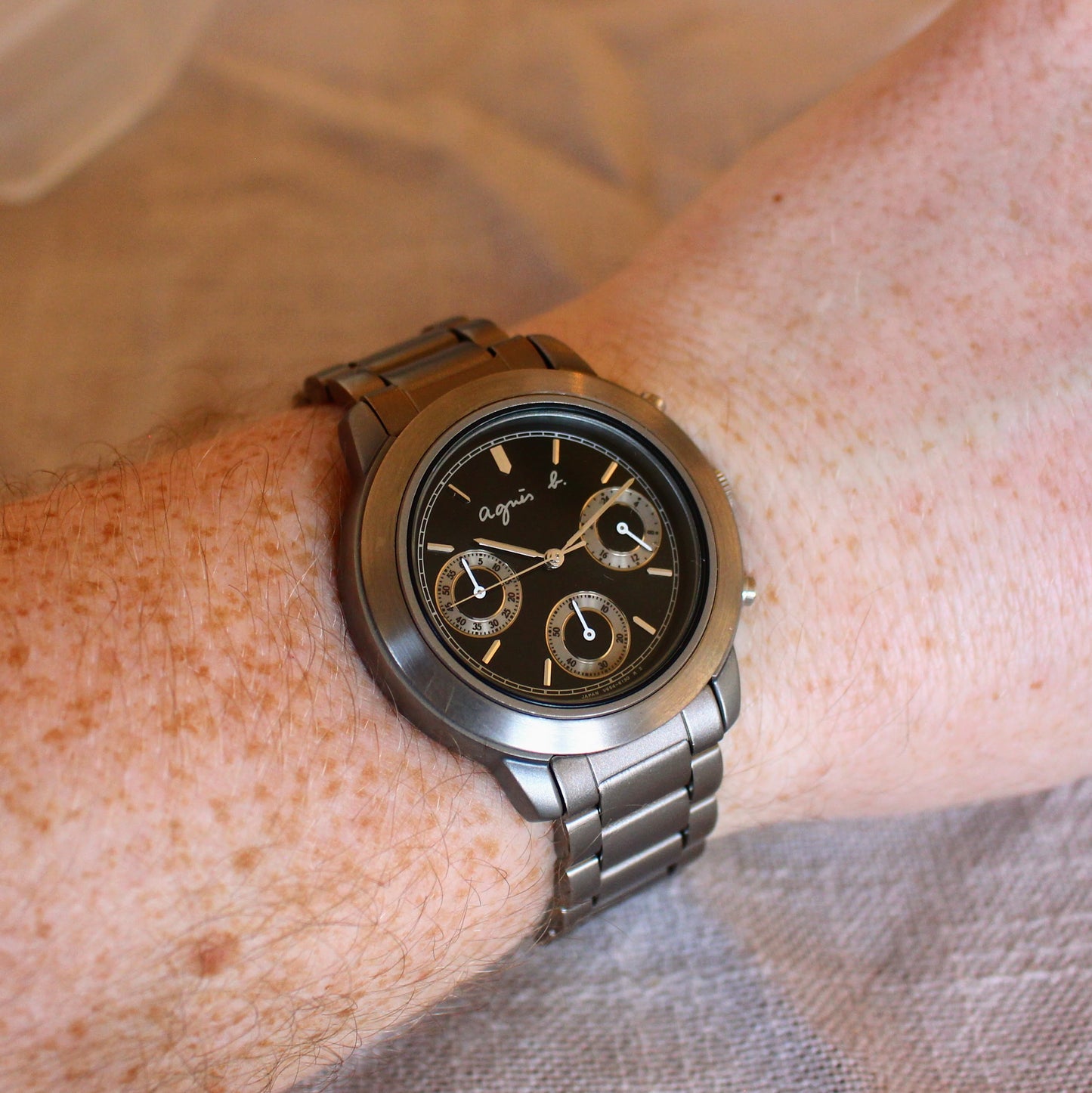 Mint NOS Agnes B Seiko Titanium Chrono Watch V654 Full Set JDM