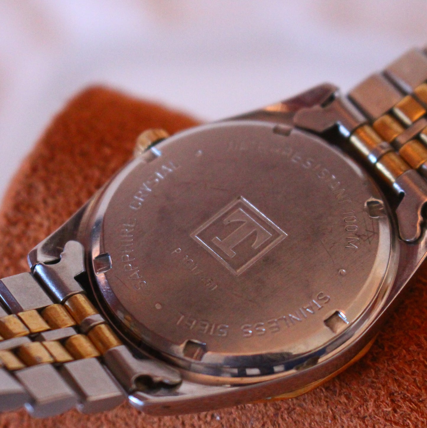 Tissot PR 100 Womens Two Tone Watch Waffle Dial Sapphire Crystal - 90s
