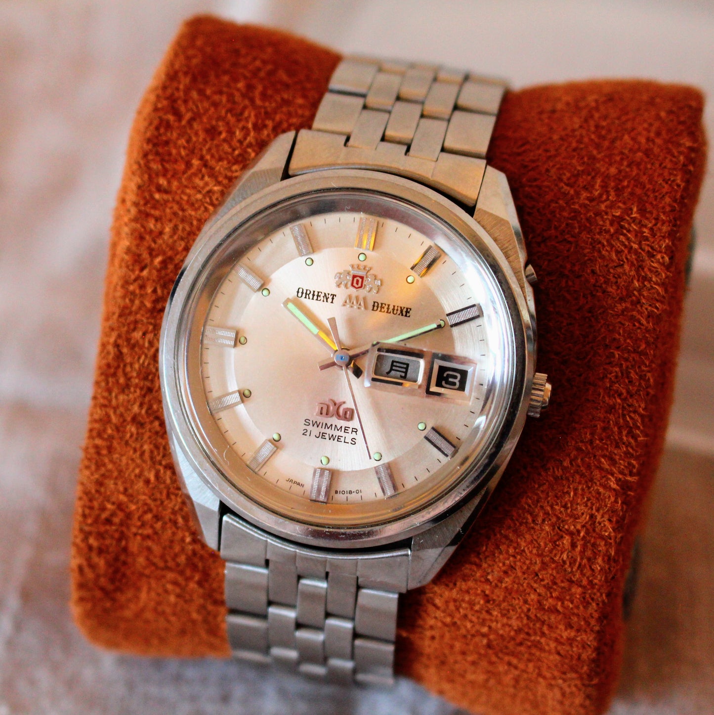 Vintage Jumbo Orient AAA Deluxe Swimmer Automatic Double Cyclops Watch - c.1970