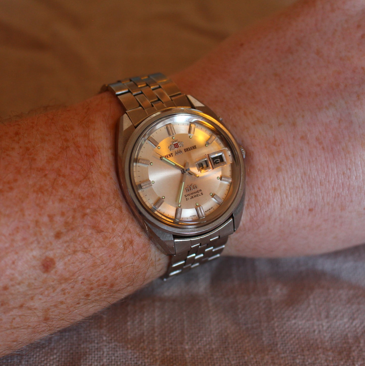 Vintage Jumbo Orient AAA Deluxe Swimmer Automatic Double Cyclops Watch - c.1970