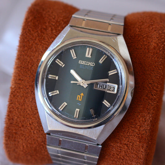 Vintage 70s Seiko Elnix JDM Blue Dial Faceted Crystal Watch - 1974 - 0703-7080