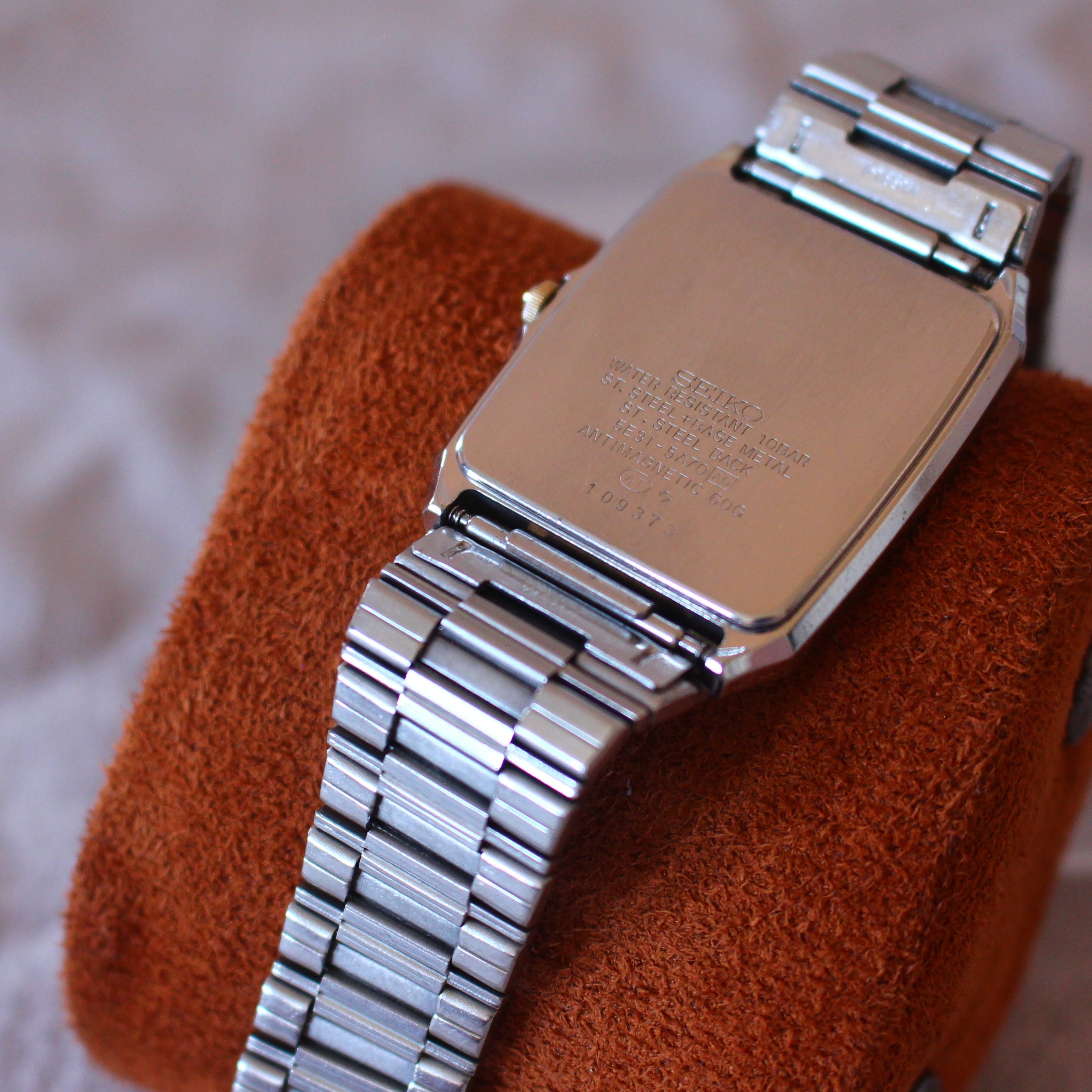 Vintage 90s Seiko Spirit JDM Tank Mens Dress Watch Two Tone - 1990