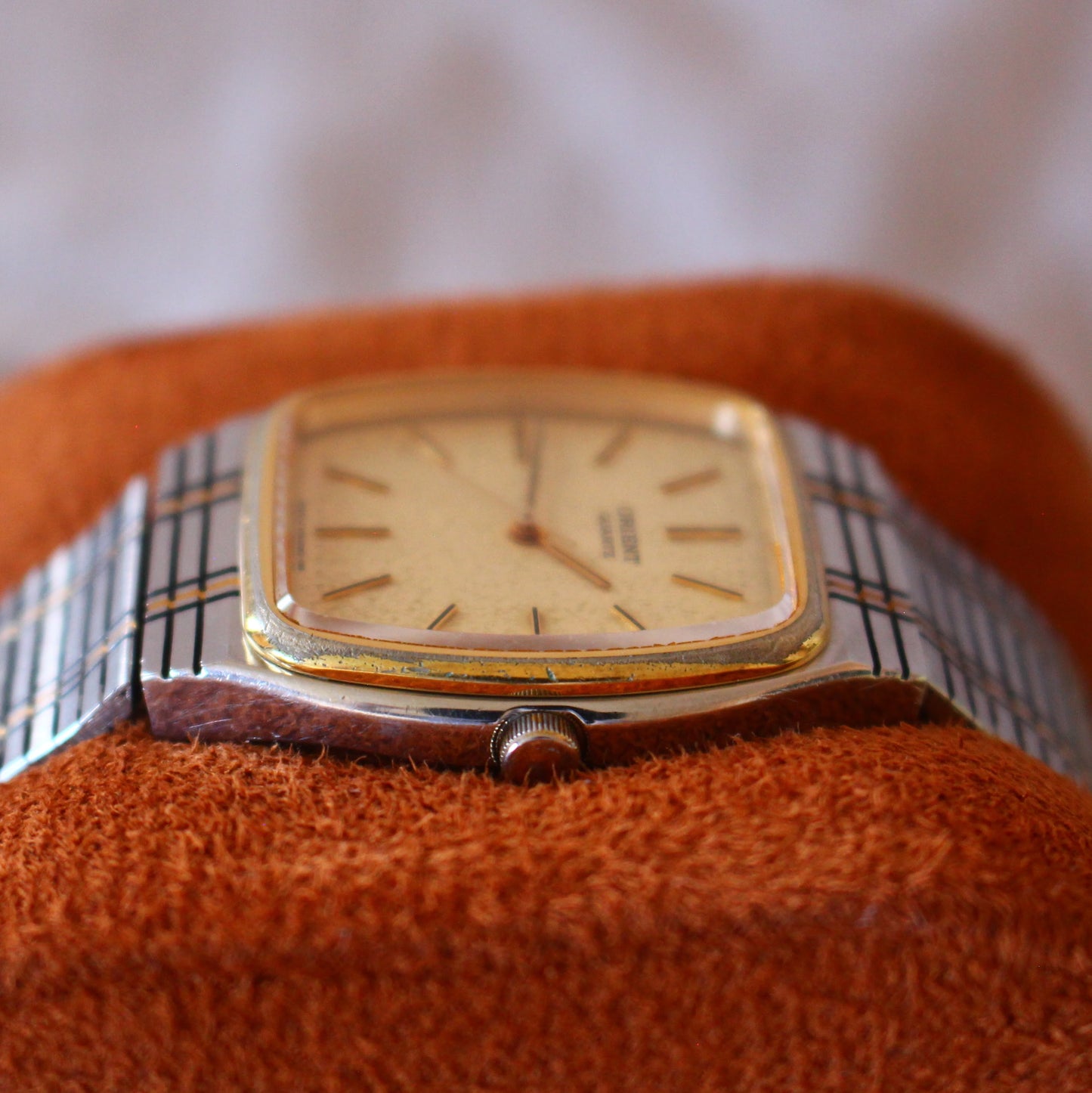Vintage Orient Quartz Womens Dress Watch Two Tone Hatched Case - 80s