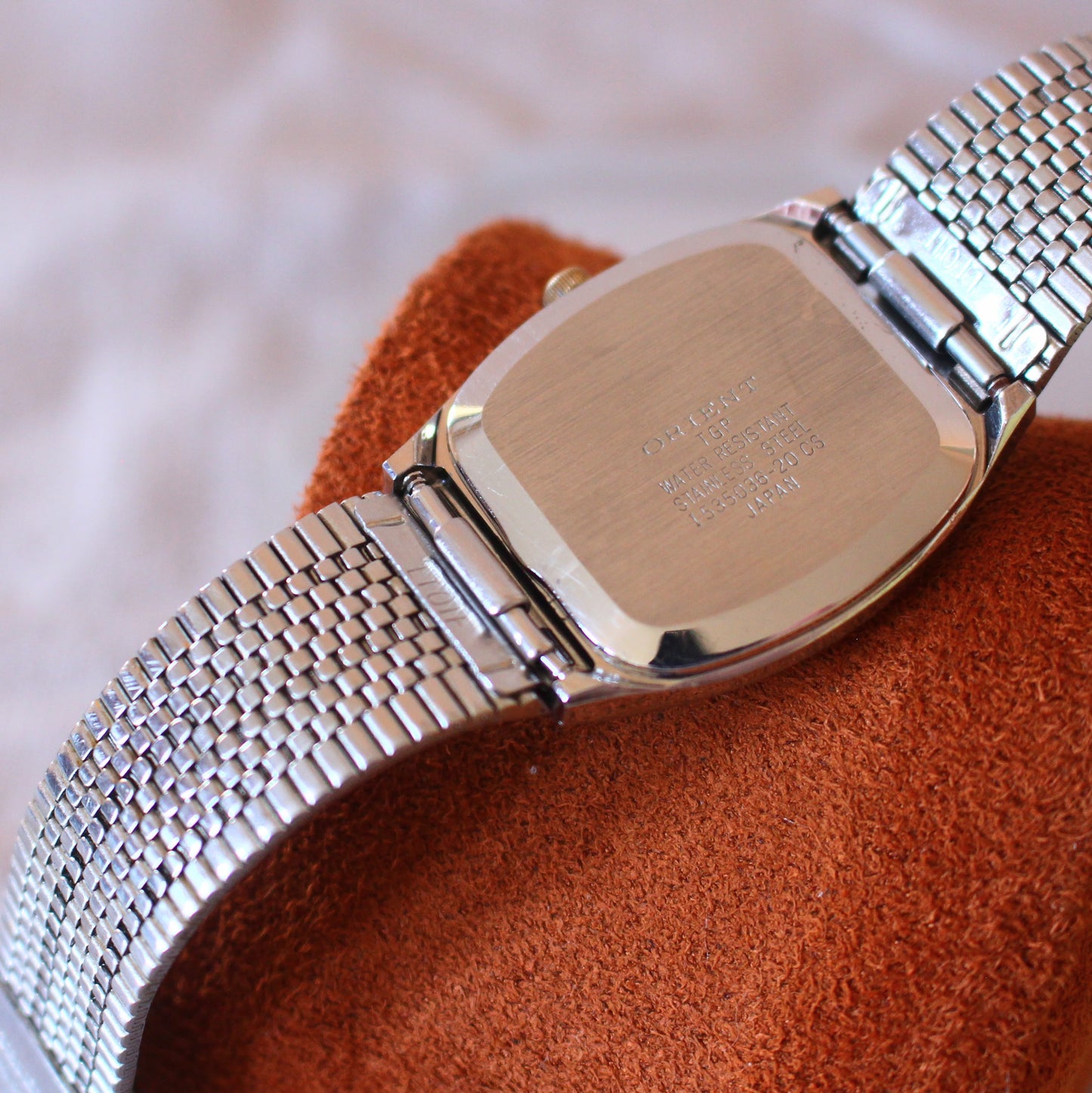 Vintage Orient Quartz Womens Dress Watch Two Tone Hatched Case - 80s