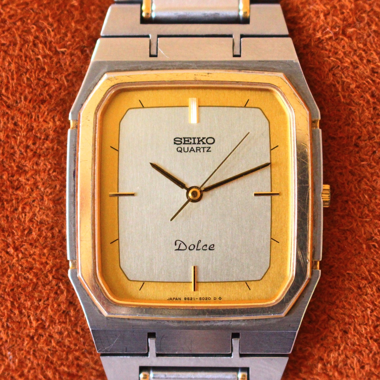 Seiko Dolce Ultra Thin Two Tone Retro Tank Dress Watch - 1992 - 9521-5020