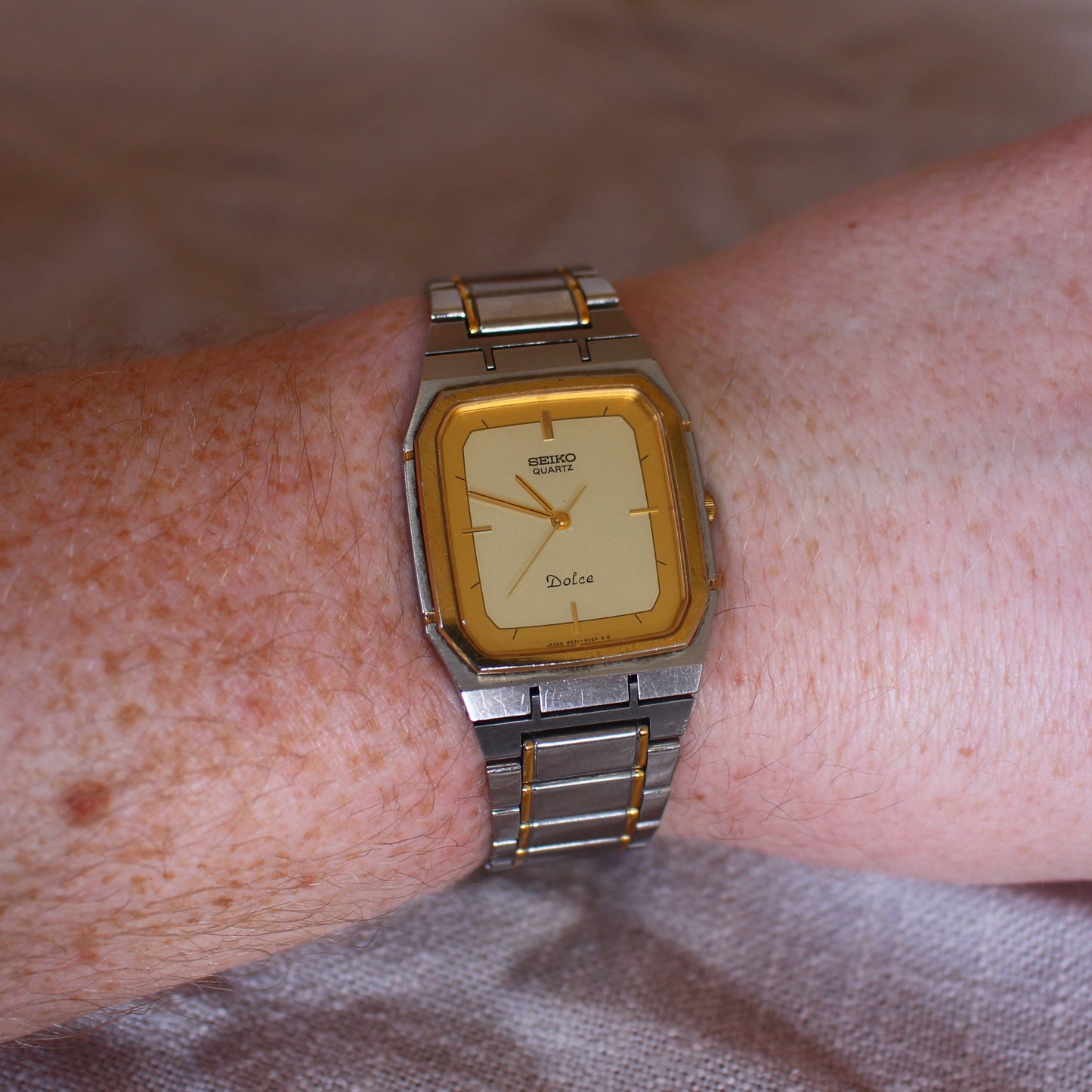 Seiko Dolce Ultra Thin Two Tone Retro Tank Dress Watch - 1992 - 9521-5020