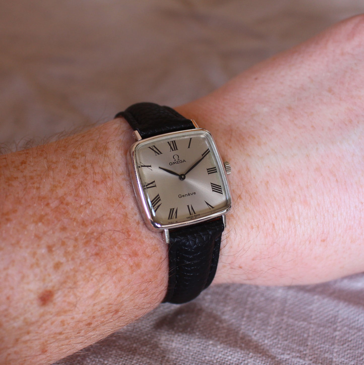 Vintage Omega Geneve Manual Wind Tank Square Dress Mens Watch - 60s - 511.415