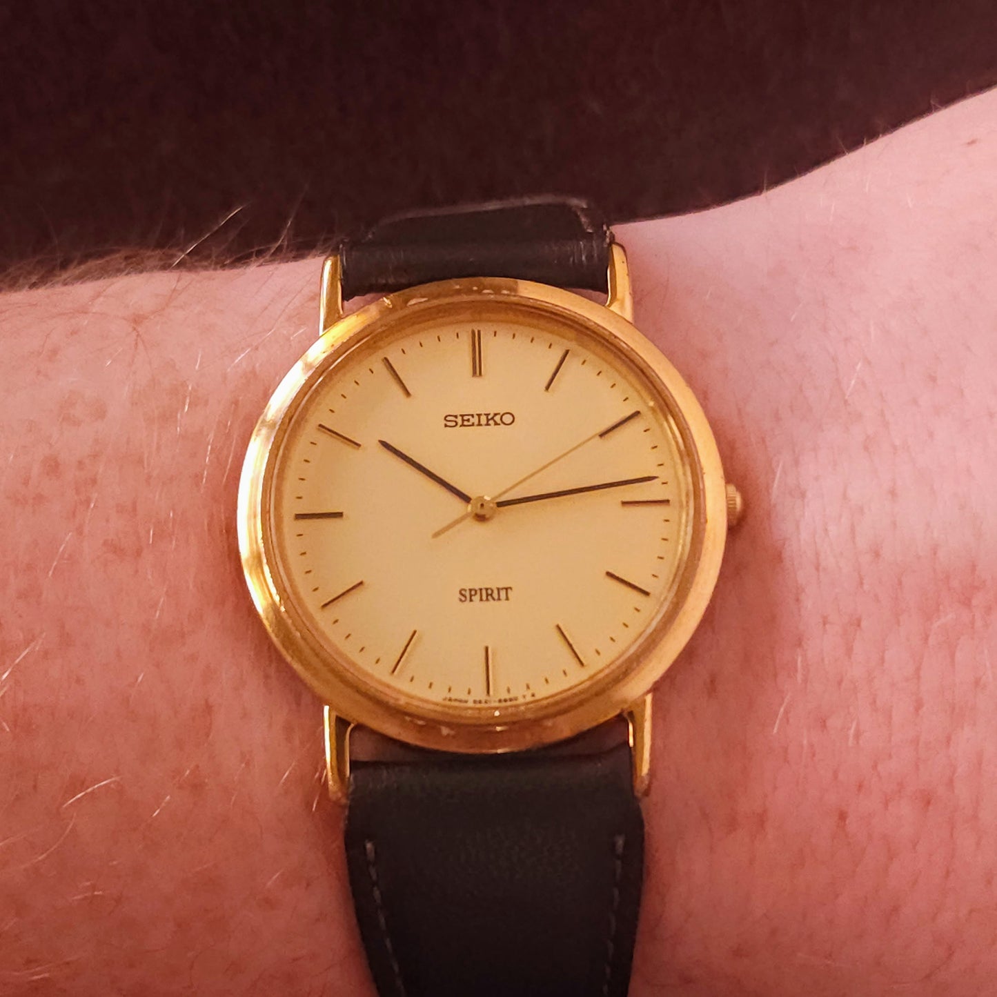 Vintage Seiko Spirit JDM Mens Gold Dress Watch - 5E21-6000 - Made 1987 - Jake's Curated Vintage 